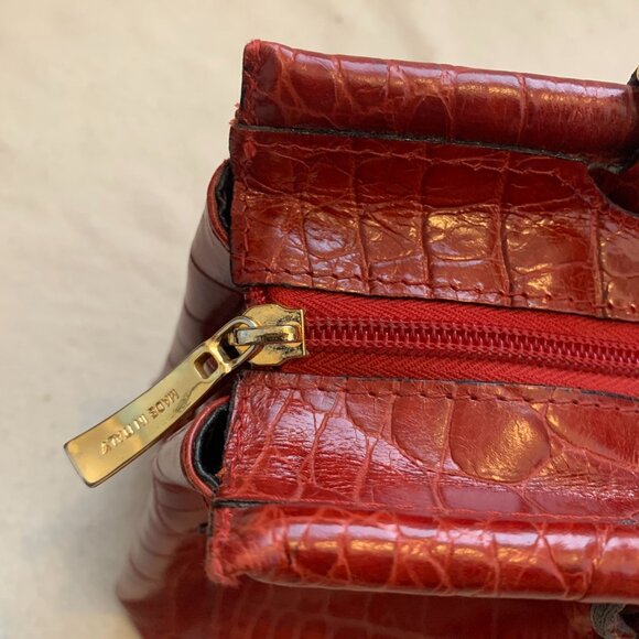 Designer Large Slate Red Crocodile Satchel Bag Made in Italy - Picture 9 of 16